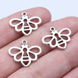 WYSIWYG 20pcs 17x21mm Antique Silver Color Openwork Abstract Sketch Bee Charms Pendant For DIY Jewelry Making