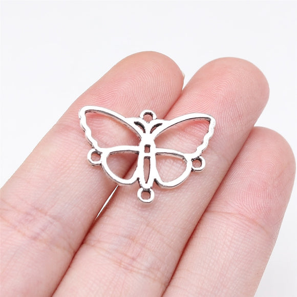 WYSIWYG 20pcs 17x24mm Antique Silver Color Hollow Butterfly Connector For Jewelry Making