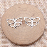 WYSIWYG 20pcs 17x24mm Antique Silver Color Hollow Butterfly Connector For Jewelry Making