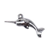 WYSIWYG 20pcs 17x27mm Antique Silver Color Narwhal Charms For Jewelry Making