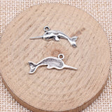 WYSIWYG 20pcs 17x27mm Antique Silver Color Narwhal Charms For Jewelry Making