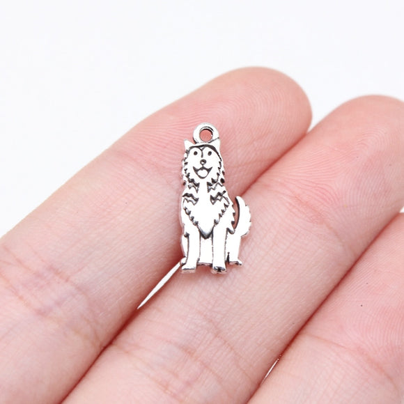 WYSIWYG 20pcs 17x8mm Antique Silver Color Husky Charms For Jewelry Making