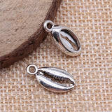 WYSIWYG 20pcs 17x8mm Cowrie Shells Charm Shell Charm Jewelry Making Antique Silver Color Conch Shell Charms