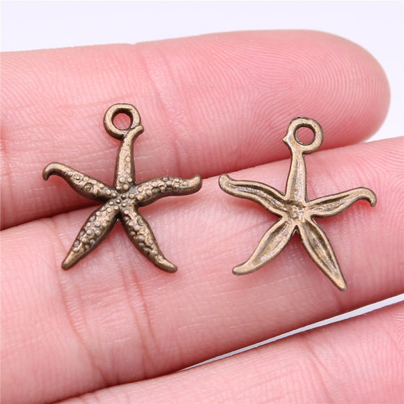 WYSIWYG 20pcs 18mm Vintage Starfish Pendants Charm For Jewelry Making Antique Bronze Color Starfish Pendants Charm Starfish