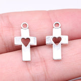 WYSIWYG 20pcs 18x10mm 2 Colors Antique Bronze Plated Antique Silver Color Cross Heart Pendant Heart Cross Charm Pendant