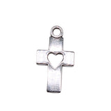 WYSIWYG 20pcs 18x10mm 2 Colors Antique Bronze Plated Antique Silver Color Cross Heart Pendant Heart Cross Charm Pendant
