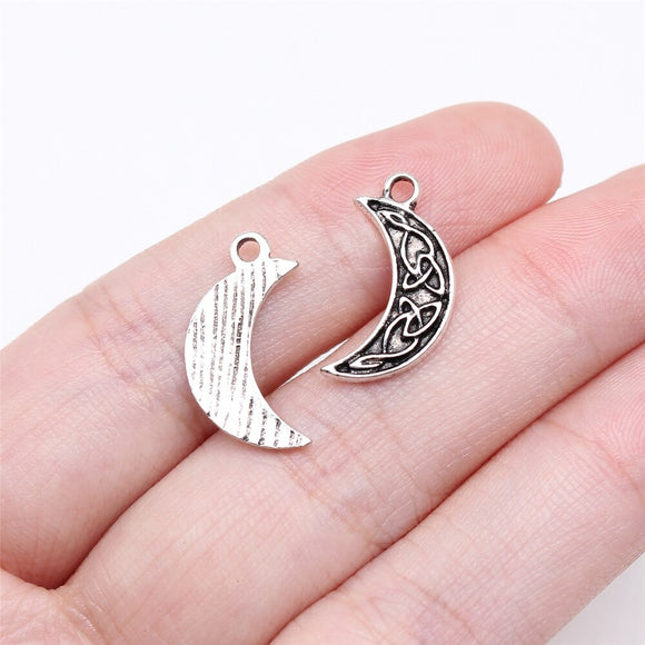 WYSIWYG 20pcs 18x10mm Antique Silver Color Celtic Knot Moon Charms For Jewelry Making