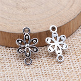 WYSIWYG 20pcs 18x10mm Small Flower Connector Antique Silver Color For Jewelry Making Zinc Alloy Jewelry Findings
