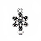 WYSIWYG 20pcs 18x10mm Small Flower Connector Antique Silver Color For Jewelry Making Zinc Alloy Jewelry Findings