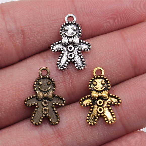 20pcs 18x12mm Charm Gingerbread Man 3 Colors Tie Bow Boy Charms Cute Boy Pendant Charms For Jewelry Making ef3651