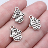 WYSIWYG 20pcs 18x13mm Antique Silver Color Double Sided Eye Palm Charms Pendant For DIY Jewelry Making