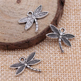 WYSIWYG 20pcs 18x14mm Charms Dragonfly Tibetan Bronze Color Antique Silver Color Jewelry Making DIY Handmade Craft Pendant