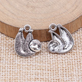 WYSIWYG 20pcs 18x15mm Antique Silver Color Cute Animal Sloth Charms For Jewelry Making