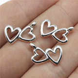 WYSIWYG 20pcs 18x16mm Double Hearts Hollow Charms Double Hollow Heart Charms Double Hearts Charms EF3635
