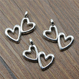 WYSIWYG 20pcs 18x16mm Double Hearts Hollow Charms Double Hollow Heart Charms Double Hearts Charms EF3635