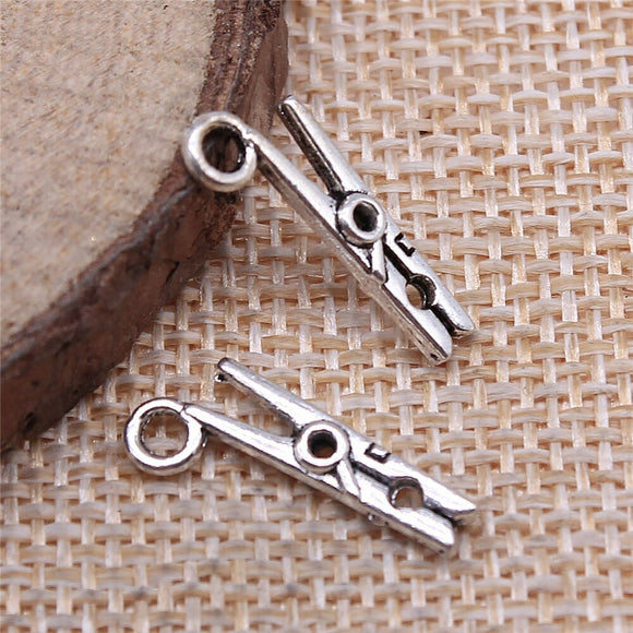 WYSIWYG 20pcs 18x8mm Laundry Clip Charms Antique Silver Color Pendant Charms For Jewelry Making Jewelry Findings