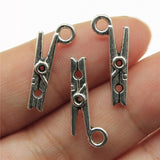 WYSIWYG 20pcs 18x8mm Laundry Clip Charms Antique Silver Color Pendant Charms For Jewelry Making Jewelry Findings