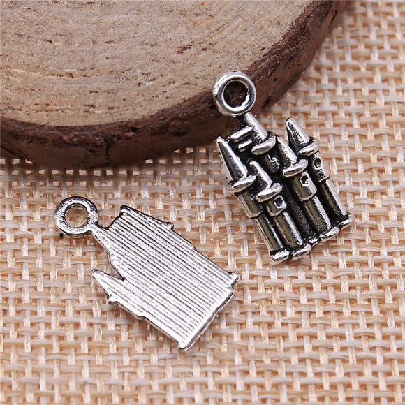 20pcs 19x10mm Castle Charms For Jewelry Making Antique Silver Color Charm Pendant Jewelry Accessories H1247