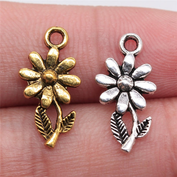 WYSIWYG 20pcs 19x10mm Charms Flower Tibetan Silver Color Pendants Antique Jewelry Making DIY Handmade Craft