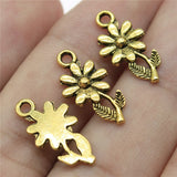 WYSIWYG 20pcs 19x10mm Charms Flower Tibetan Silver Color Pendants Antique Jewelry Making DIY Handmade Craft
