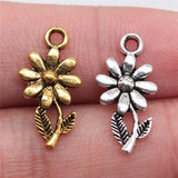 WYSIWYG 20pcs 19x10mm Charms Flower Tibetan Silver Color Pendants Antique Jewelry Making DIY Handmade Craft