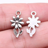 WYSIWYG 20pcs 19x10mm Charms Flower Tibetan Silver Color Pendants Antique Jewelry Making DIY Handmade Craft