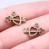 WYSIWYG 20pcs 19x12mm Key Heart Charms For Jewelry Making Antique Silver Plated Antique Bronze Color Jewelry Findings