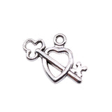 WYSIWYG 20pcs 19x12mm Key Heart Charms For Jewelry Making Antique Silver Plated Antique Bronze Color Jewelry Findings