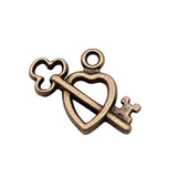 WYSIWYG 20pcs 19x12mm Key Heart Charms For Jewelry Making Antique Silver Plated Antique Bronze Color Jewelry Findings