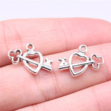 WYSIWYG 20pcs 19x12mm Key Heart Charms For Jewelry Making Antique Silver Plated Antique Bronze Color Jewelry Findings