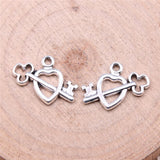 WYSIWYG 20pcs 19x12mm Key Heart Charms For Jewelry Making Antique Silver Plated Antique Bronze Color Jewelry Findings