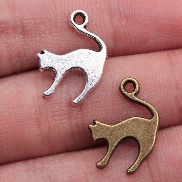 WYSIWYG 20pcs 19x14mm Pendant Cat Cat Charm Pendants For Jewelry Making 2 Colors Cat Pendants