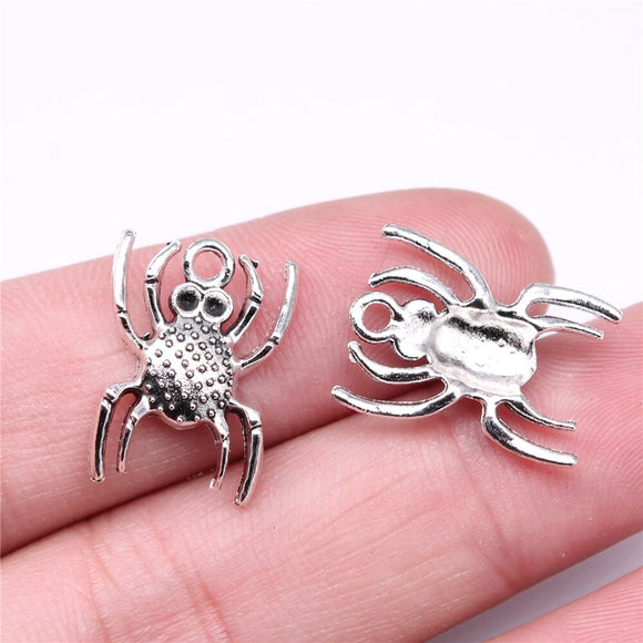 WYSIWYG 20pcs 19x14mm Spider Charms For Jewelry Making Antique Silver Plated Antique Bronze Color Jewelry Findings