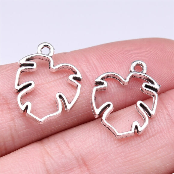 WYSIWYG 20pcs 19x15mm Hollow Leaves Charms For Jewelry Making DIY Jewelry Findings Antique Silver Color Zinc Alloy Charms
