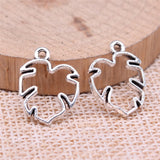 WYSIWYG 20pcs 19x15mm Hollow Leaves Charms For Jewelry Making DIY Jewelry Findings Antique Silver Color Zinc Alloy Charms