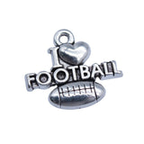 WYSIWYG 20pcs 19x16mm Antique Silver Color I Love Football Charms Pendant For DIY Jewelry Making