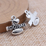 WYSIWYG 20pcs 19x16mm Antique Silver Color I Love Football Charms Pendant For DIY Jewelry Making