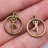 WYSIWYG 20pcs 19x16mm Yoga Charms For Jewelry Making Jewelry Accessories Antique Silver Plated Antique Bronze Plated