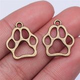 WYSIWYG 20pcs 19x17mm 3 Colors Antique Gold Color Antique Silver Color Antique Bronze Hollow Dog Paw Charms For Jewelry Making