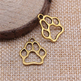 WYSIWYG 20pcs 19x17mm 3 Colors Antique Gold Color Antique Silver Color Antique Bronze Hollow Dog Paw Charms For Jewelry Making