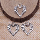 WYSIWYG 20pcs 19x17mm Antique Silver Color Heart Wings Charms Pendant For Jewelry Making DIY Jewelry Findings