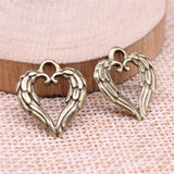 WYSIWYG 20pcs 19x17mm Antique Silver Color Heart Wings Charms Pendant For Jewelry Making DIY Jewelry Findings