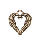 WYSIWYG 20pcs 19x17mm Antique Silver Color Heart Wings Charms Pendant For Jewelry Making DIY Jewelry Findings
