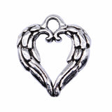 WYSIWYG 20pcs 19x17mm Antique Silver Color Heart Wings Charms Pendant For Jewelry Making DIY Jewelry Findings