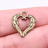 WYSIWYG 20pcs 19x17mm Antique Silver Color Heart Wings Charms Pendant For Jewelry Making DIY Jewelry Findings