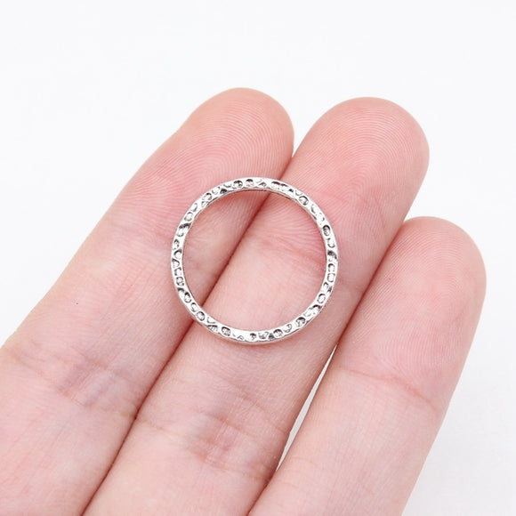 WYSIWYG 20pcs 19x19mm Antique Silver Color Hammered Circle Charms EF3679