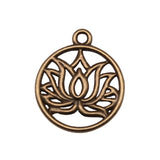 WYSIWYG 20pcs 19x19mm Antique Silver Color Round Lotus Charms Pendant EF3698