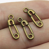 WYSIWYG 20pcs 19x6mm Charms Safety Pin Baby Diaper Tibetan Bronze Silver Color Pendants Jewelry Making DIY Handmade Craft
