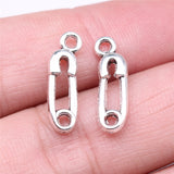 WYSIWYG 20pcs 19x6mm Charms Safety Pin Baby Diaper Tibetan Bronze Silver Color Pendants Jewelry Making DIY Handmade Craft