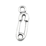 WYSIWYG 20pcs 19x6mm Charms Safety Pin Baby Diaper Tibetan Bronze Silver Color Pendants Jewelry Making DIY Handmade Craft